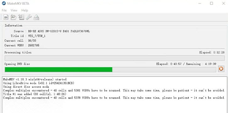 MakeMKV long time opening disc