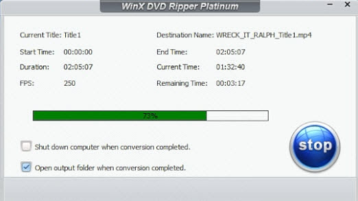 WinX DVD Ripper Platinum high encoding fps