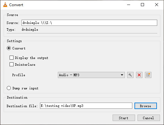 Convert DVD to MP3 free with VLC