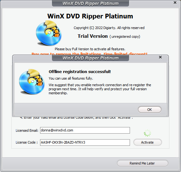 Register WinX DVD Ripper Platinum
