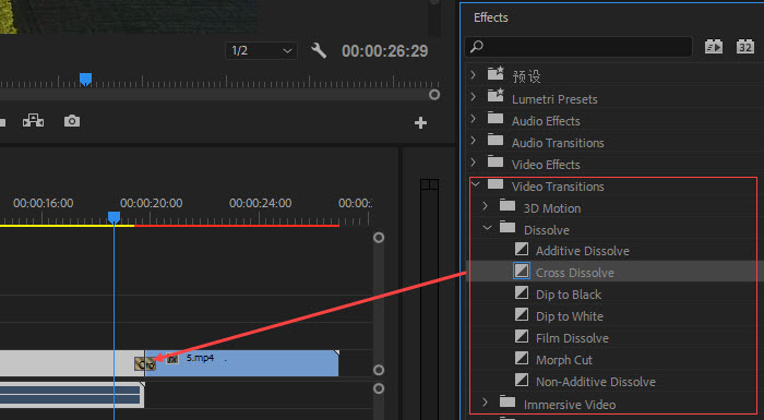 Add Transition Effects in Premiere Pro