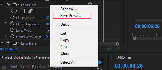 Save Custom Presets in Premiere Pro