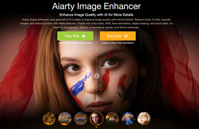 Aiarty Image Enhancer for improving mosaic-affected images