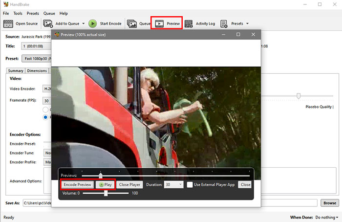 Handbrake Upscale Video
