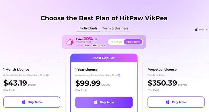 HitPaw Video Enhancer Price without Coupon