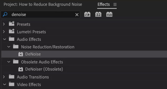 Premiere Pro DeNoise 1