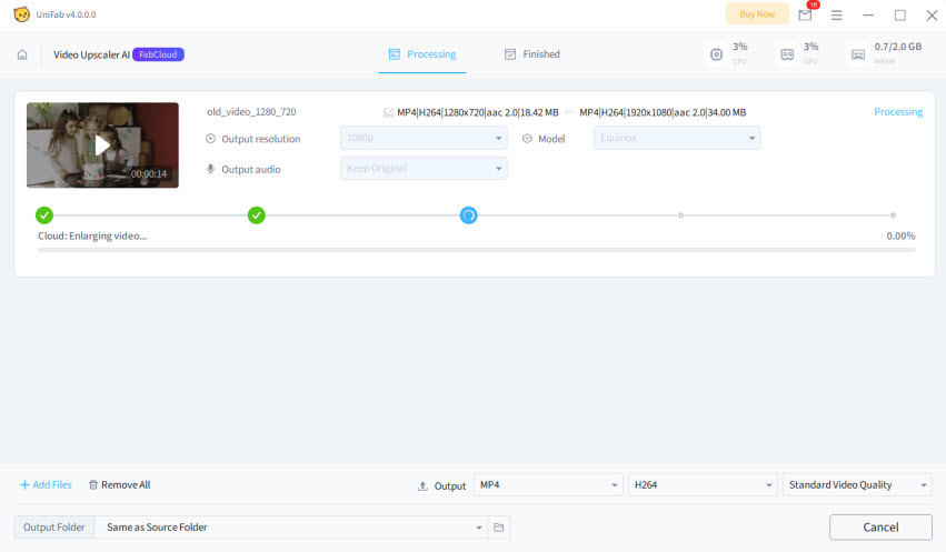 Unifab video upscaling