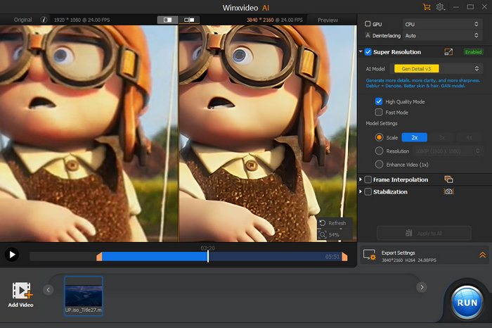 Upscale DVD movie to 4K