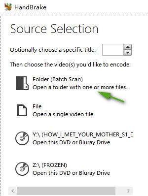 Select target file folder to batch scan and convert