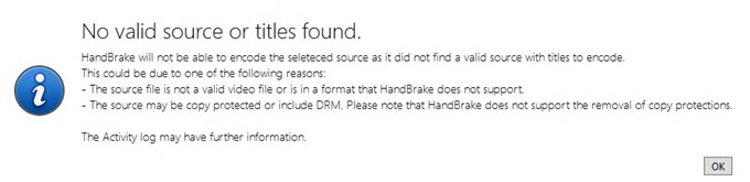 handbrake no titles seen error