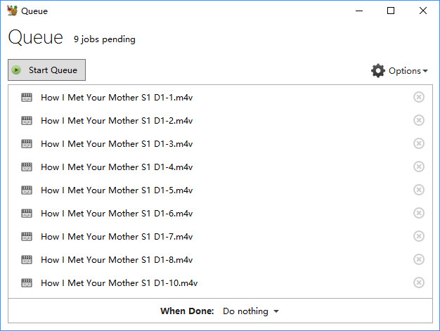 Check Queue and Start Batch Conversion with HandBrake