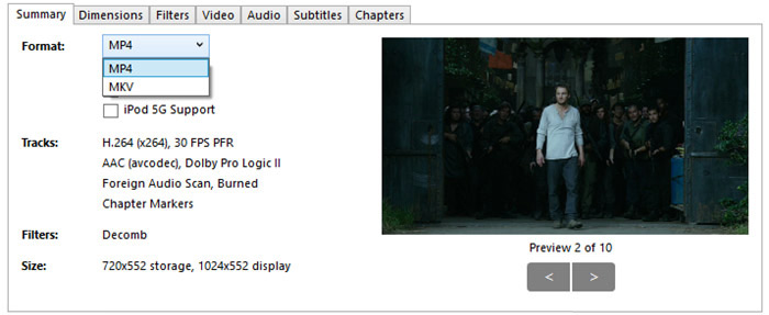 Transcode to MP4/MKV with HandBrake
