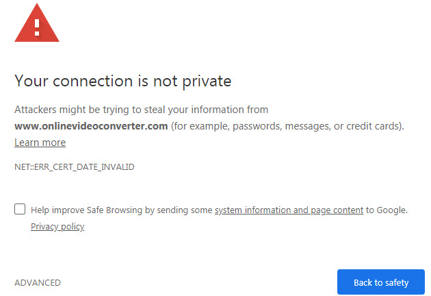 your connection is not private