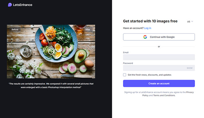 Let's Enhance: AI image enhancement tool