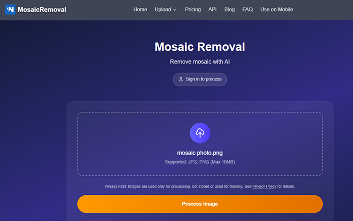 AI Mosaic Removal: dedicated mosaic removal tool