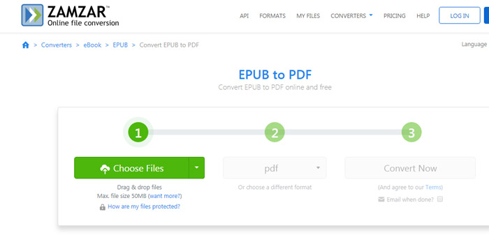 Convert EPUB to PDF Free Online with Zamzar