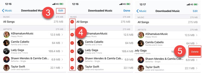 Delete iPhone Songs in Settings