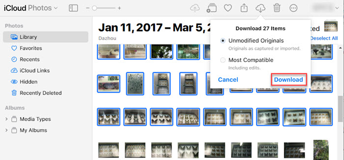 Download iCloud photos on computer