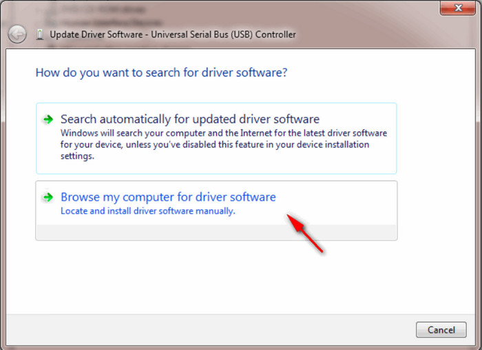 browse my computer for driver software