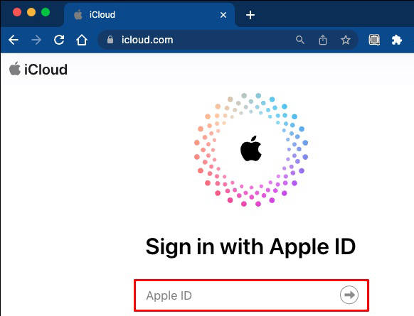 Log into iCloud account