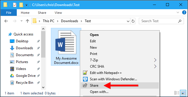share document with nearby sharing