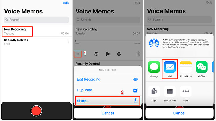 Free get voice memos off iPhone via Email