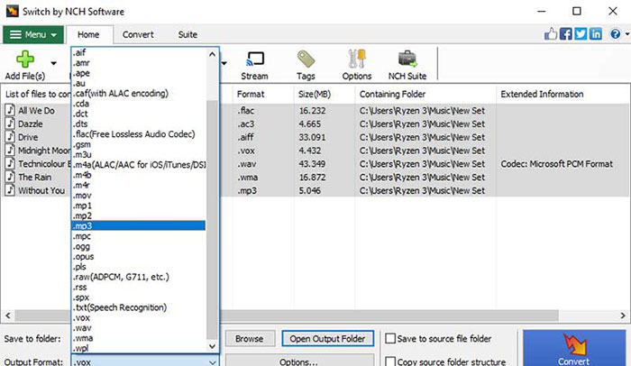 Switch audio file converter