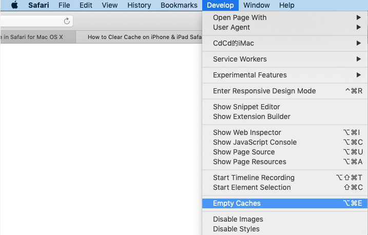 Clean Mac cache in safari