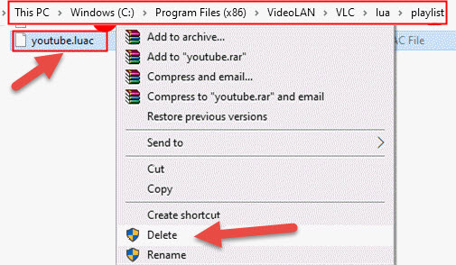 Delete YouTube luac file