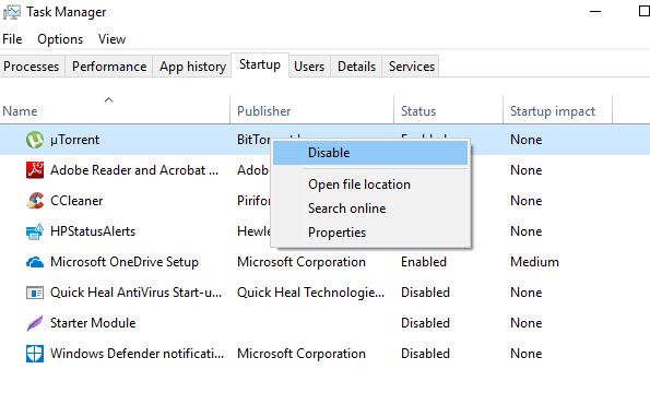 Disable unnecessary startup apps