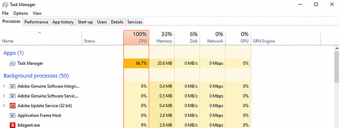 High CPU usage on Windows 10