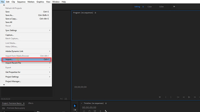 Import MOV to Premiere Pro