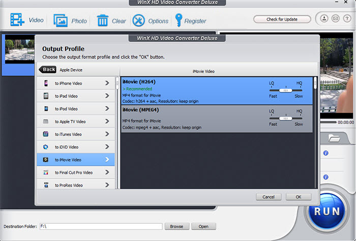 Transcode MOV to iMovie