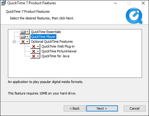 Install QuickTime for Windows 10