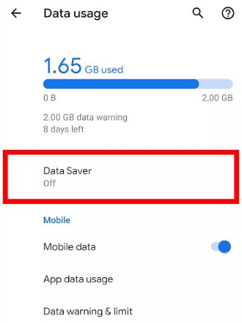 Turn off Data Saver Mode