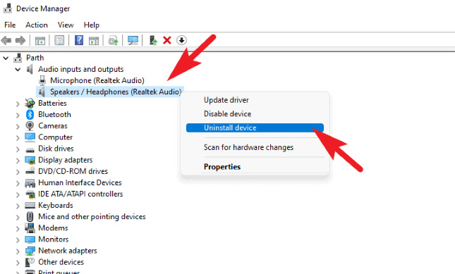 Reinstall audio drivers