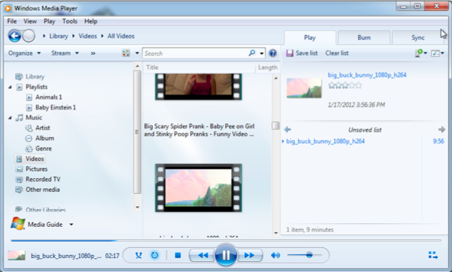 H.264 Player Windows Media Player