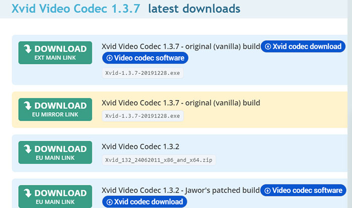 Xvid Video Codec for MX Player for Windows 10/7