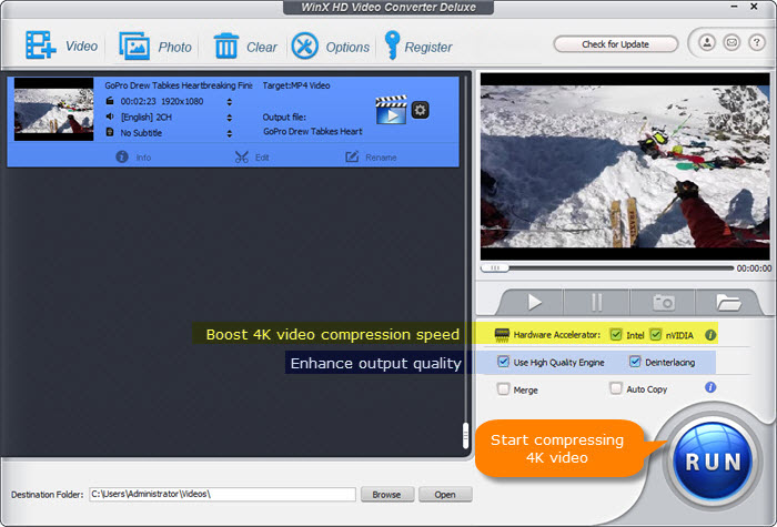 Compress 4K video size fast without losing quality
