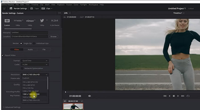 compress video in Davinci Resolve