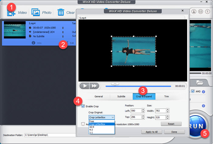 Crop Video with WinX Video Converter