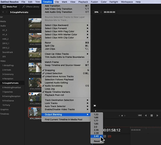 DaVinci Resolve Crop video via changing aspect ratio