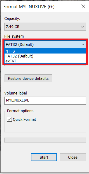 format to NTFS