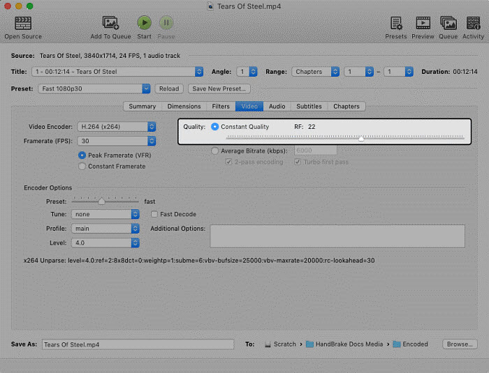 reduce video file size witout losing quality with Handbrake