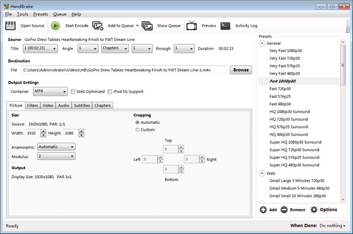 power director compress mp4 file size