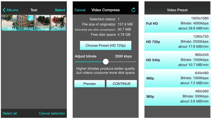 compress a video on iPhone