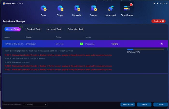 Proceso de conversión de DVDFab HD Decrypter