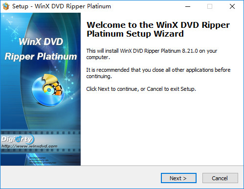 Install WinX DVD Ripper giveaway version
