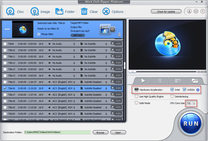 WinX DVD Ripper Settings - GPU-accelerated DVD video to MP4