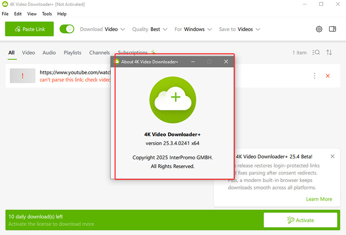 4K Video Downloader Parsing Errors